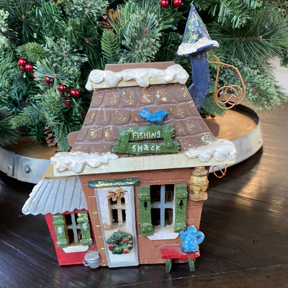 Kurt Adler Holiday Santa fishing shack